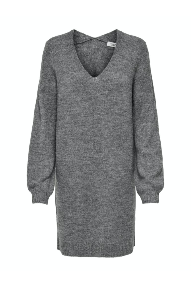 JDYELANORA L/S V-NECK DRESS KNT 15207844 Dark Grey Melange