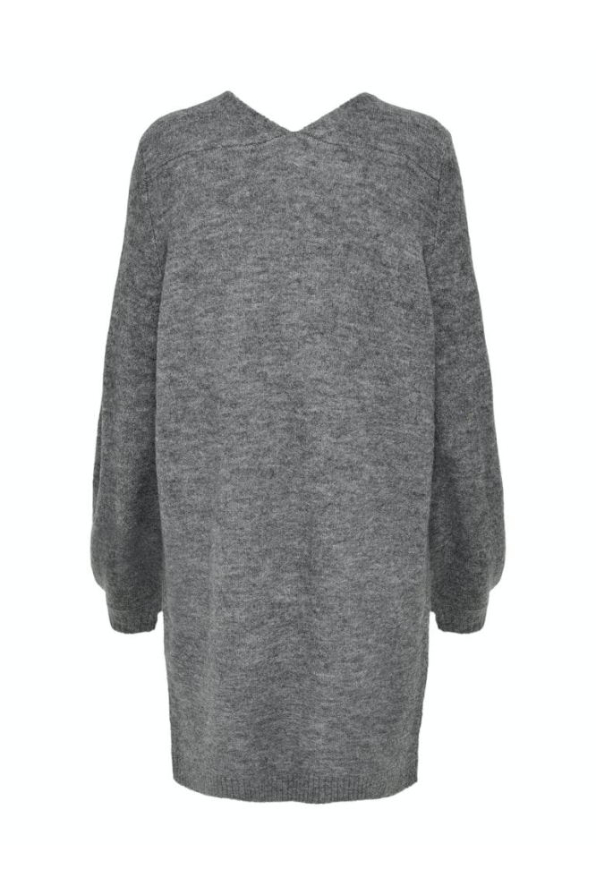 JDYELANORA L/S V-NECK DRESS KNT 15207844 Dark Grey Melange