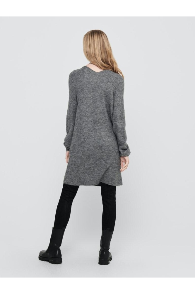 JDYELANORA L/S V-NECK DRESS KNT 15207844 Dark Grey Melange