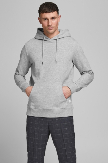 Jack & Jones Trui JJEBASIC SWEAT HOOD NOOS 12182537 LIGHT GREY MELANGE