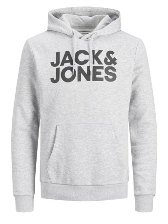 Jack & Jones Trui JJECORP LOGO SWEAT HOOD NOOS 12152840 Light Grey Mela/Reg/Large