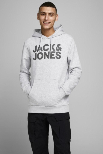 Jack & Jones Trui JJECORP LOGO SWEAT HOOD NOOS 12152840 Light Grey Mela/Reg/Large