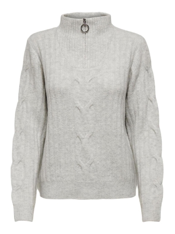 Jacqueline de Yong Trui JDYANDREA L/S ZIP CABLE PULLOVER KNT 15242811 SUPER LIGHT GREY