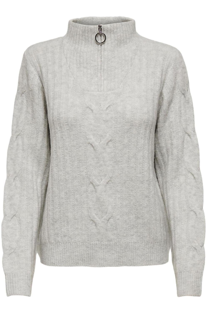 JDYANDREA L/S ZIP CABLE PULLOVER KNT 15242811 SUPER LIGHT GREY