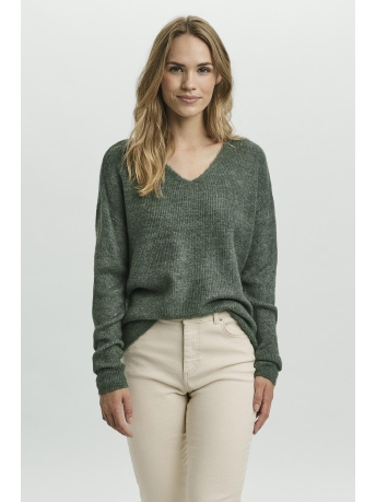 Vero Moda Trui VMCREWLEFILE LS V-NECK BLOUSE NOOS 10233357 BALSAM GREEN