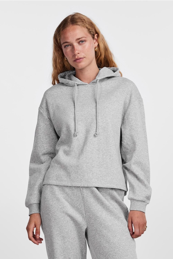 PCCHILLI LS HOODIE D2D BC 17113437 Light Grey Melange