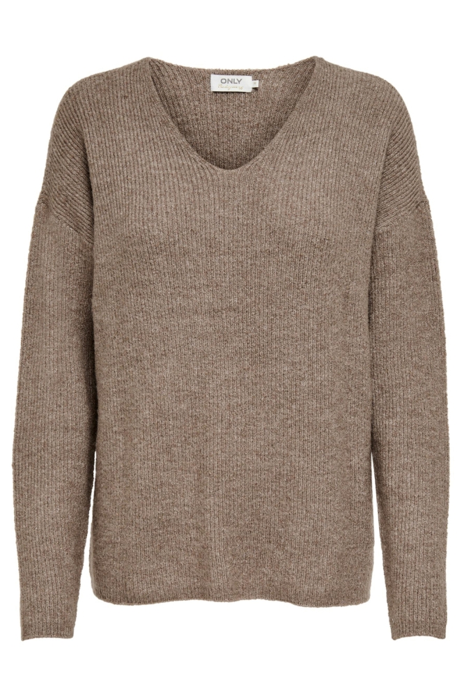 ONLCAMILLA V-NECK L/S PULLOVER KNT 15204588 CARIBOU/MELANGE