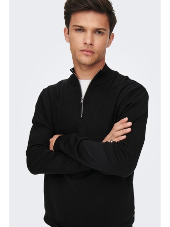 Only & Sons Trui ONSWYLER LIFE LS HALF ZIP KNIT 22021264 Black