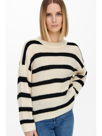 Jacqueline de Yong Trui JDYJUSTY L/S STRIPE PULLOVER KNT NO 15264902 Eggnog/BLACK