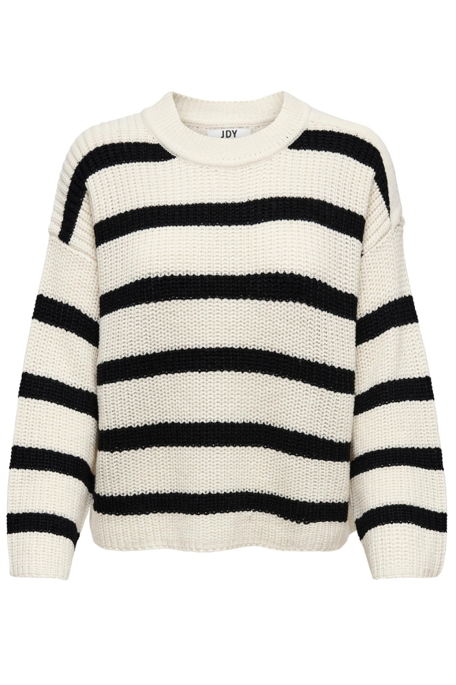 JDYJUSTY L/S STRIPE PULLOVER KNT NO 15264902 Eggnog/BLACK