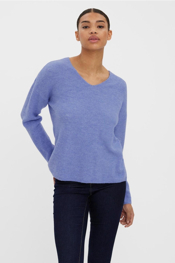 VMCREWLEFILE LS V-NECK BLOUSE NOOS 10233357 JACARANDA