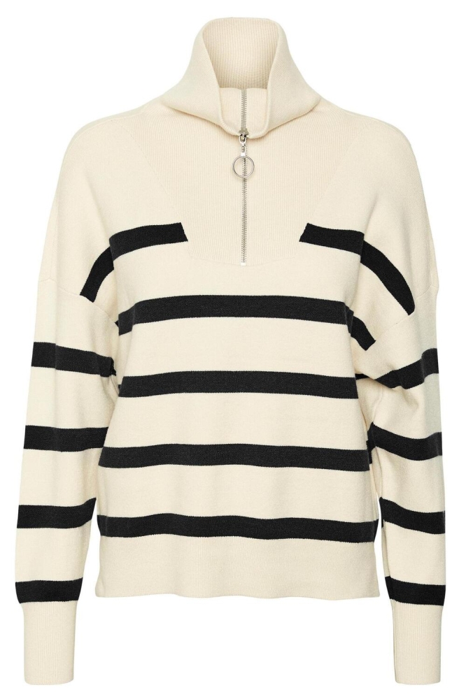 VMSABA STRIPE LS HIGHNECK BLOUSE GA 10269246 Birch/BLACK