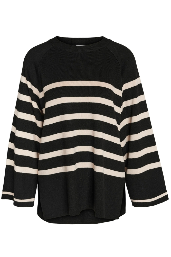 NMFIFI L/S O-NECK TUNIC KNIT FWD 27027534 BLACK/OATMEAL