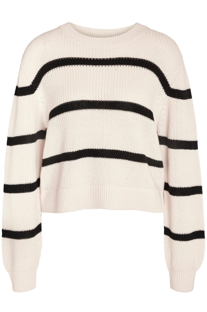 NMMAYSA L/S STRIPE O-NECK KNIT 27027632 EGGNOG