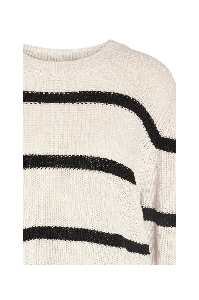 NMMAYSA L/S STRIPE O-NECK KNIT 27027632 EGGNOG