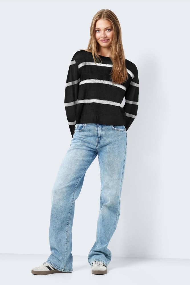 NMMAYSA L/S STRIPE O-NECK KNIT 27027632 BLACK