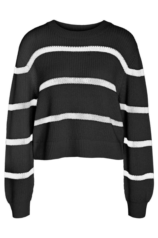 NMMAYSA L/S STRIPE O-NECK KNIT 27027632 BLACK