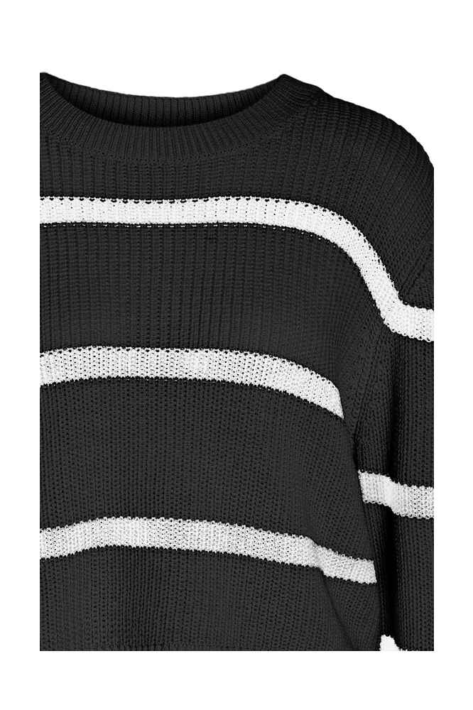 NMMAYSA L/S STRIPE O-NECK KNIT 27027632 BLACK