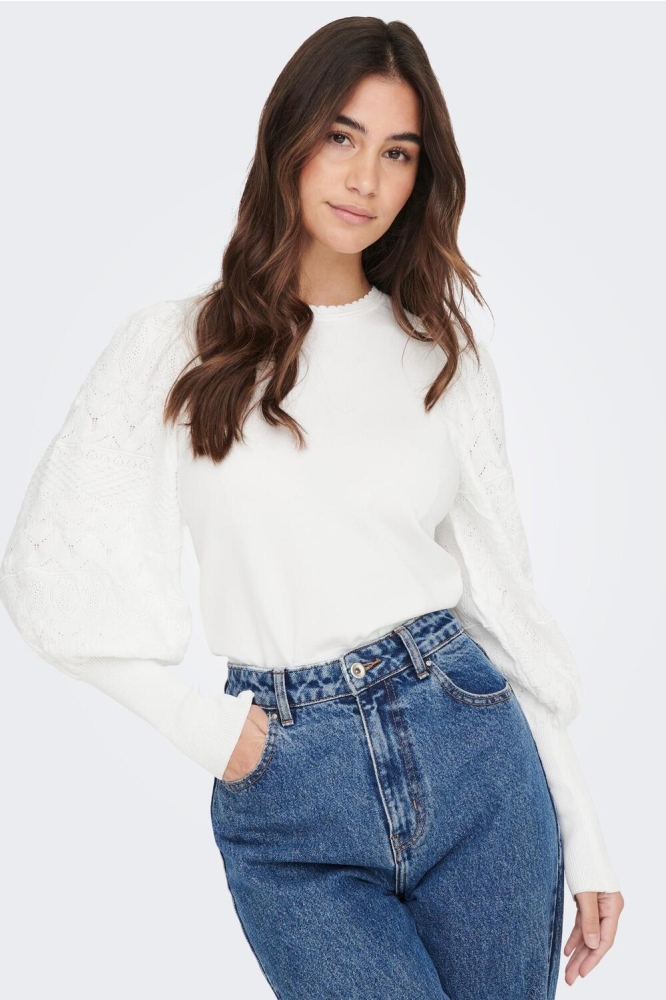 ONLMELITA L/S O-NECK PULLOVER KNT N 15235327 Cloud Dancer