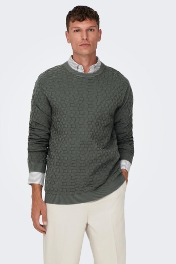 Only & Sons Trui ONSKALLE REG 12 STRUC CREW KNIT NOO 22026559 CASTOR GRAY