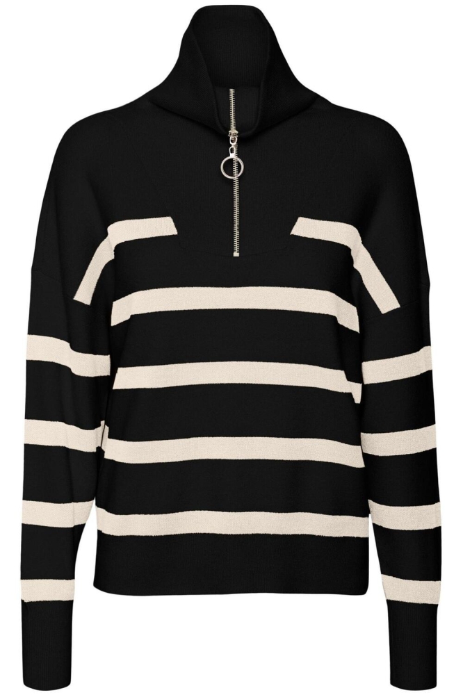 VMSABA STRIPE LS HIGHNECK BLOUSE GA 10269246 BLACK/BIRCH