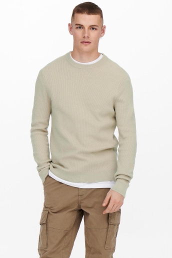 Only & Sons Trui ONSPHIL REG 12 STRUC CREW KNIT NOOS 22022855 SILVER LINING