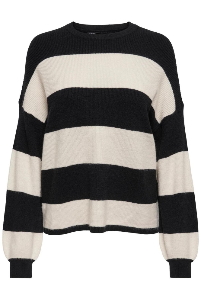 ONLATIA L/S STRIPE PULLOVER KNT NOO 15220044 Black/Whitecap G