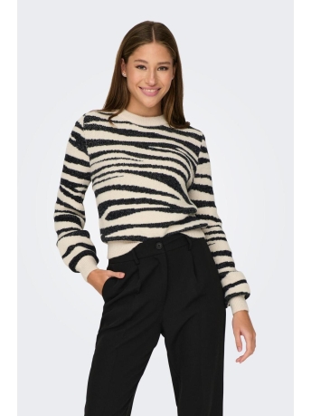 Jacqueline de Yong Trui JDYLORRAINE ANIMAL L/S PULLOVER KNT 15292890 Cement/Black Zebra