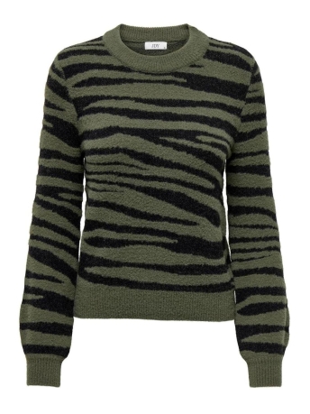 Jacqueline de Yong Trui JDYLORRAINE ANIMAL L/S PULLOVER KNT 15292890 KALAMATA/BLACK ZEBRA