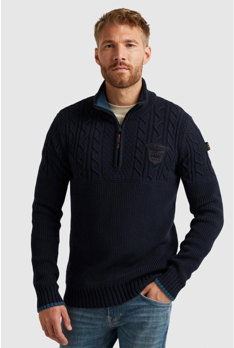 PME legend half zip collar cotton rib knit