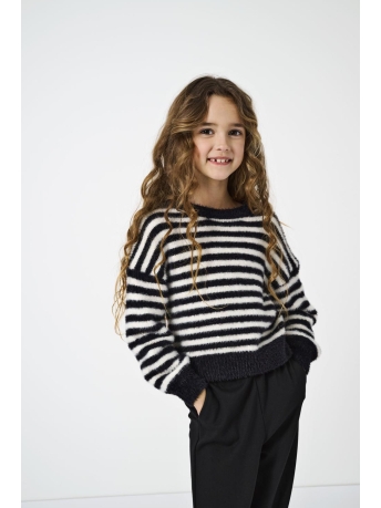 Kids Only Trui KOGNEWPIUMO L/S PULLOVER CP KNT NOO 15306452 Black stripes/ Egret