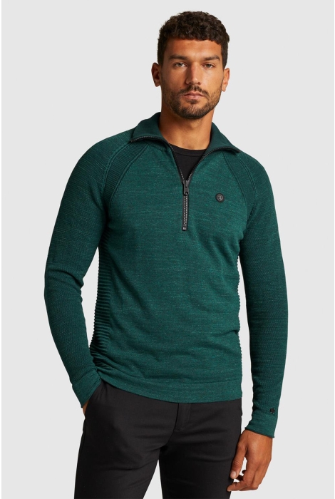 Cast Iron half zip collar cotton heather pla