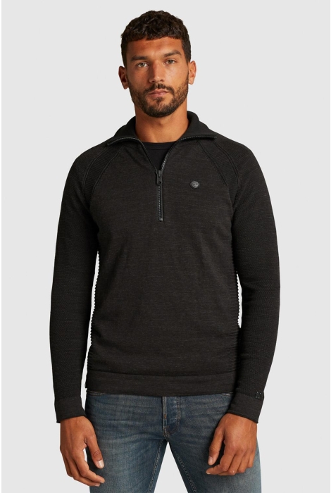 Cast Iron half zip collar cotton heather pla