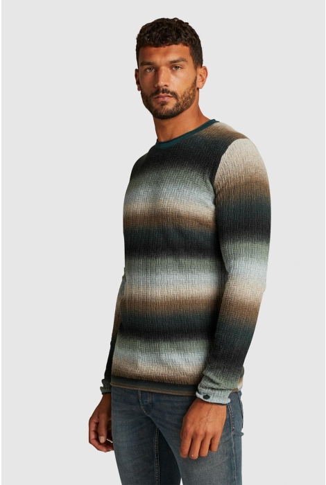 Cast Iron crewneck cotton printed stripe cre