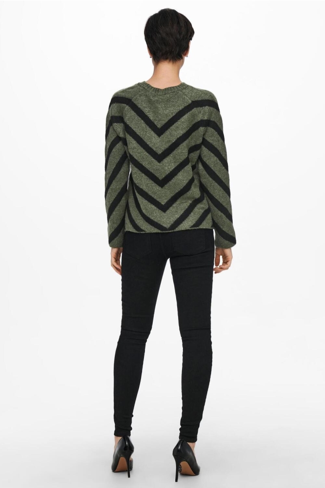 ONLELIZA L/S PULLOVER KNT NOOS 15191792 LIZARD/BLACK