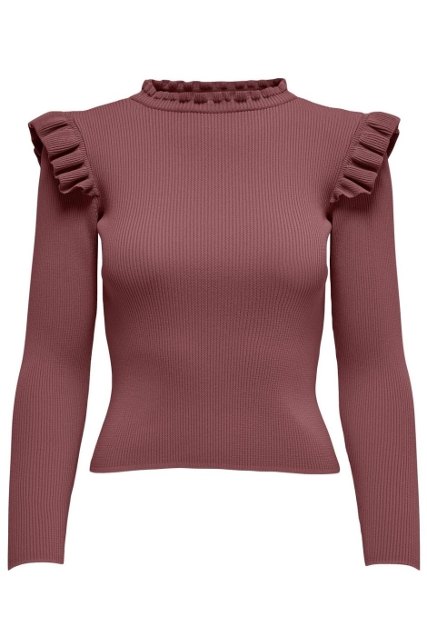 onlsia sally ruffle rose ls pullover knt brown trui only 15262455