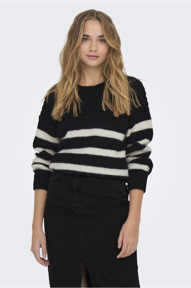 ONLBILLIE LIFE LS STRIPE O-NECK EX 15323980 Black/Cloud Dancer