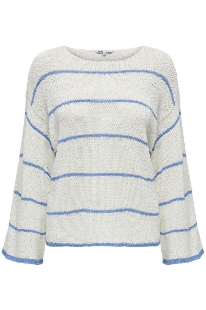 ONLGEENA 7/8 STRIPE O-NECK KNT 15321477 CLOUD DANCER/AZURE BLUE