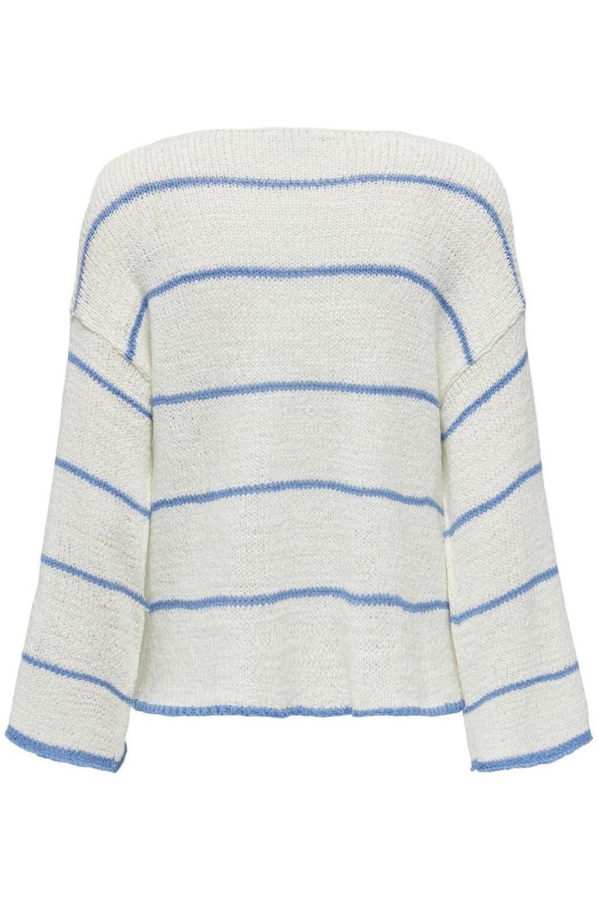 ONLGEENA 7/8 STRIPE O-NECK KNT 15321477 CLOUD DANCER/AZURE BLUE