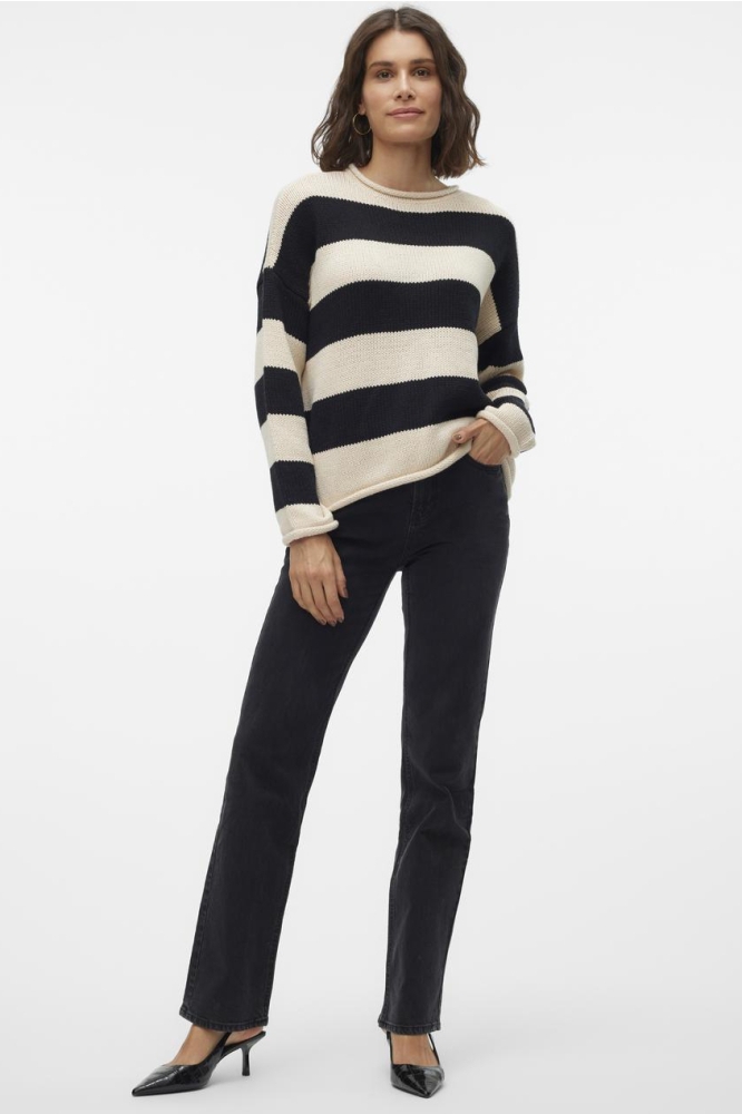 VMLEONORA LS ROLLEDGE O-NK PULLOVER 10310712 Birch/BLACK