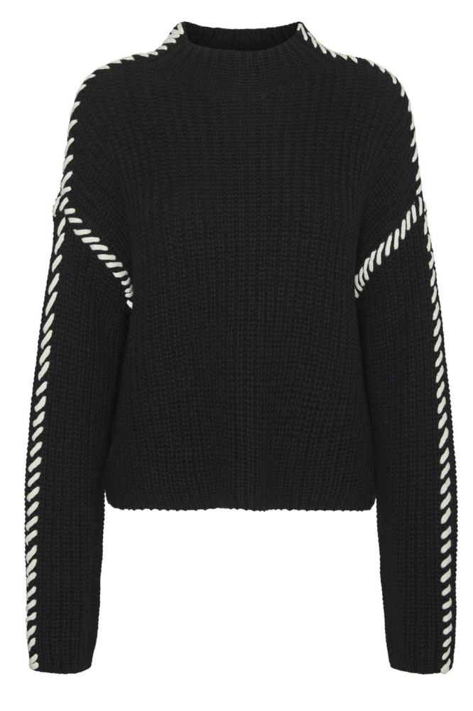 VMNEWCREAM LS FUNNELNECK PULLOVER B 10313514 BLACK/BIRCH