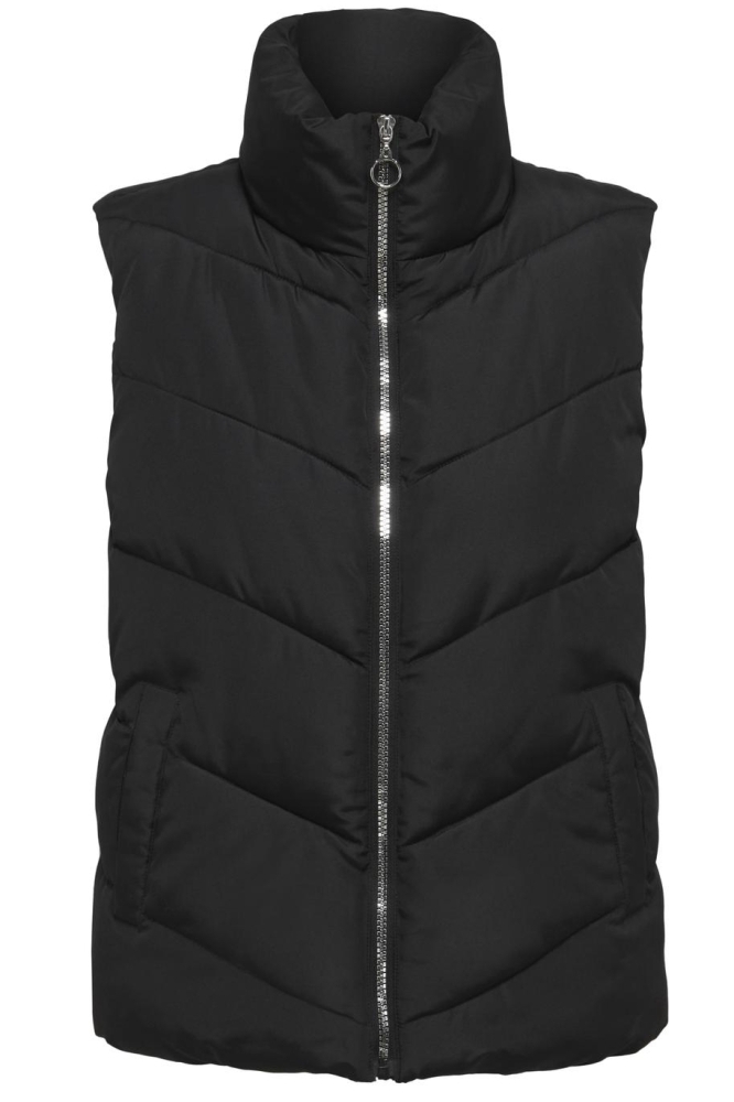 JDYFINNO SHORT PADDED WAISTCOAT OTW 15305657 BLACK/SILVER ZIP