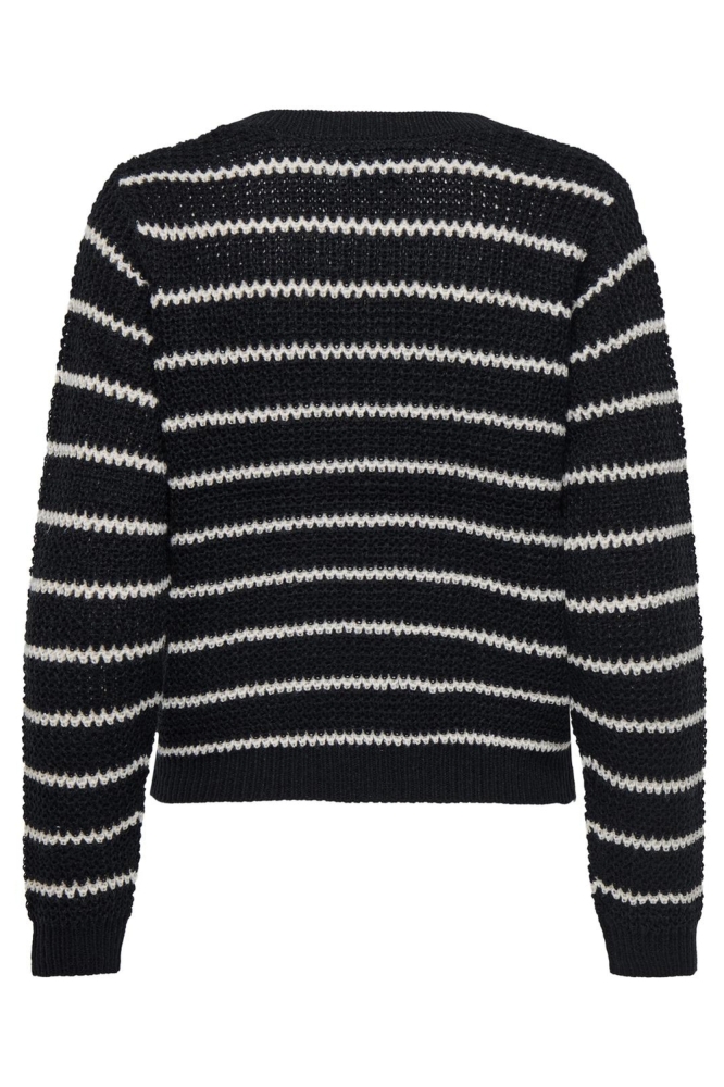 JDYELLEN L/S V-NECK STRIPE PULLOVER 15328337 Black/Whitecap Gray