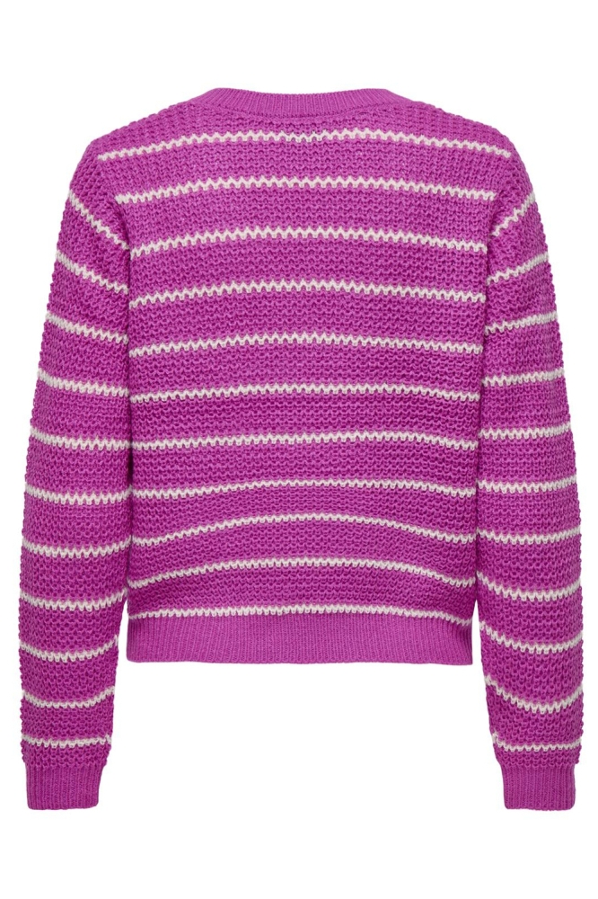 JDYELLEN L/S V-NECK STRIPE PULLOVER 15328337 ROSE VIOLET/WHITECAP GRAY