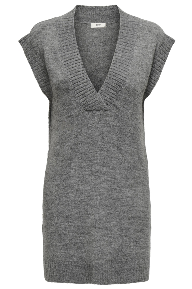 JDYELANORA S/L V-NECK SLIT VEST KNT 15328344 DARK GREY MELANGE