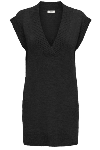 Jacqueline de Yong Trui JDYELANORA S/L V-NECK SLIT VEST KNT 15328344 BLACK