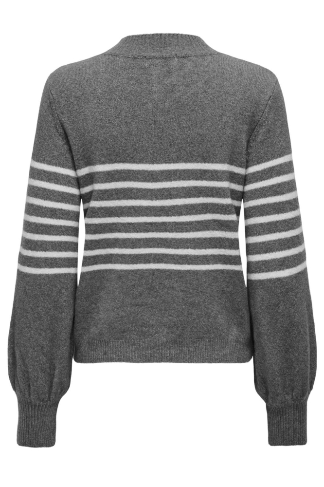 JDYLAYLA L/S HN STRIPE PULLOVER KNT 15328340 MEDIUM GREY MELANGE/BIRCH