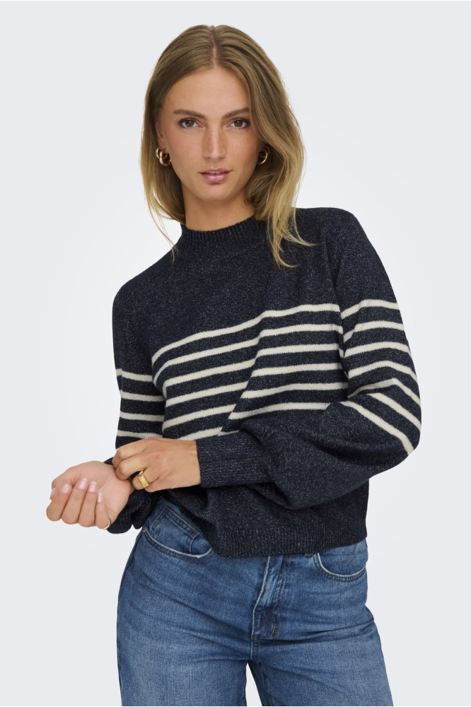 JDYLAYLA L/S HN STRIPE PULLOVER KNT 15328340 SKY CAPTAIN/BIRCH