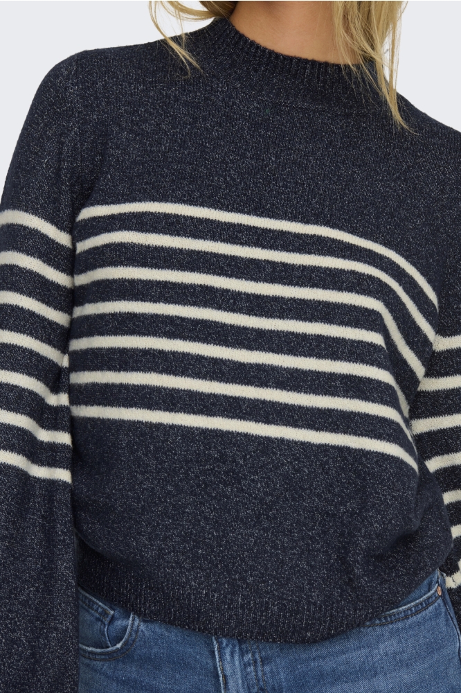 JDYLAYLA L/S HN STRIPE PULLOVER KNT 15328340 SKY CAPTAIN/BIRCH