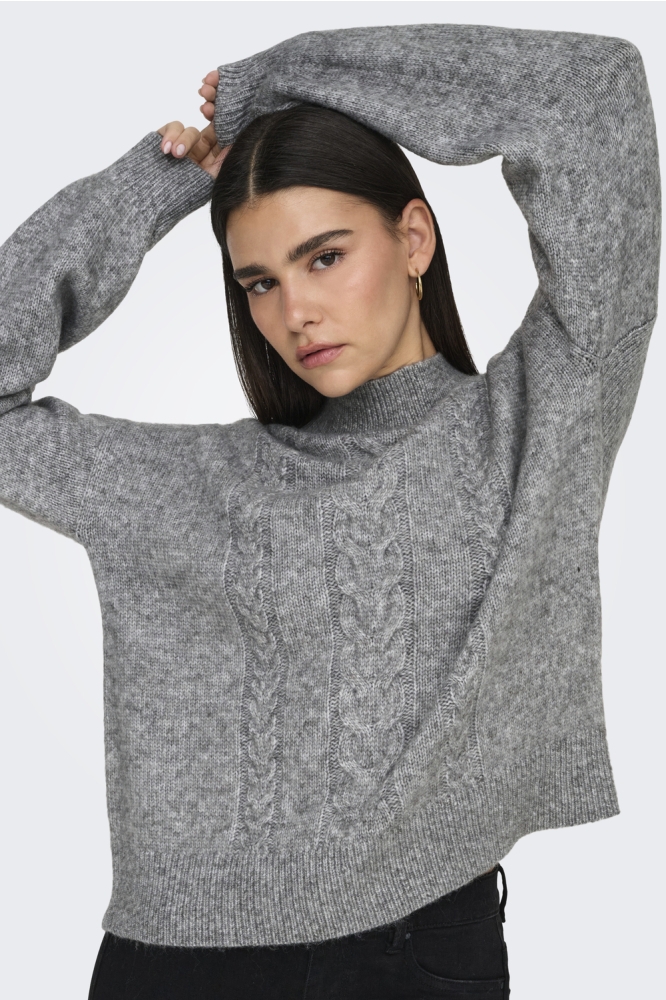 JDYSUSANNA L/S HN CABLE PULLOVER KN 15328351 Medium Grey Melange